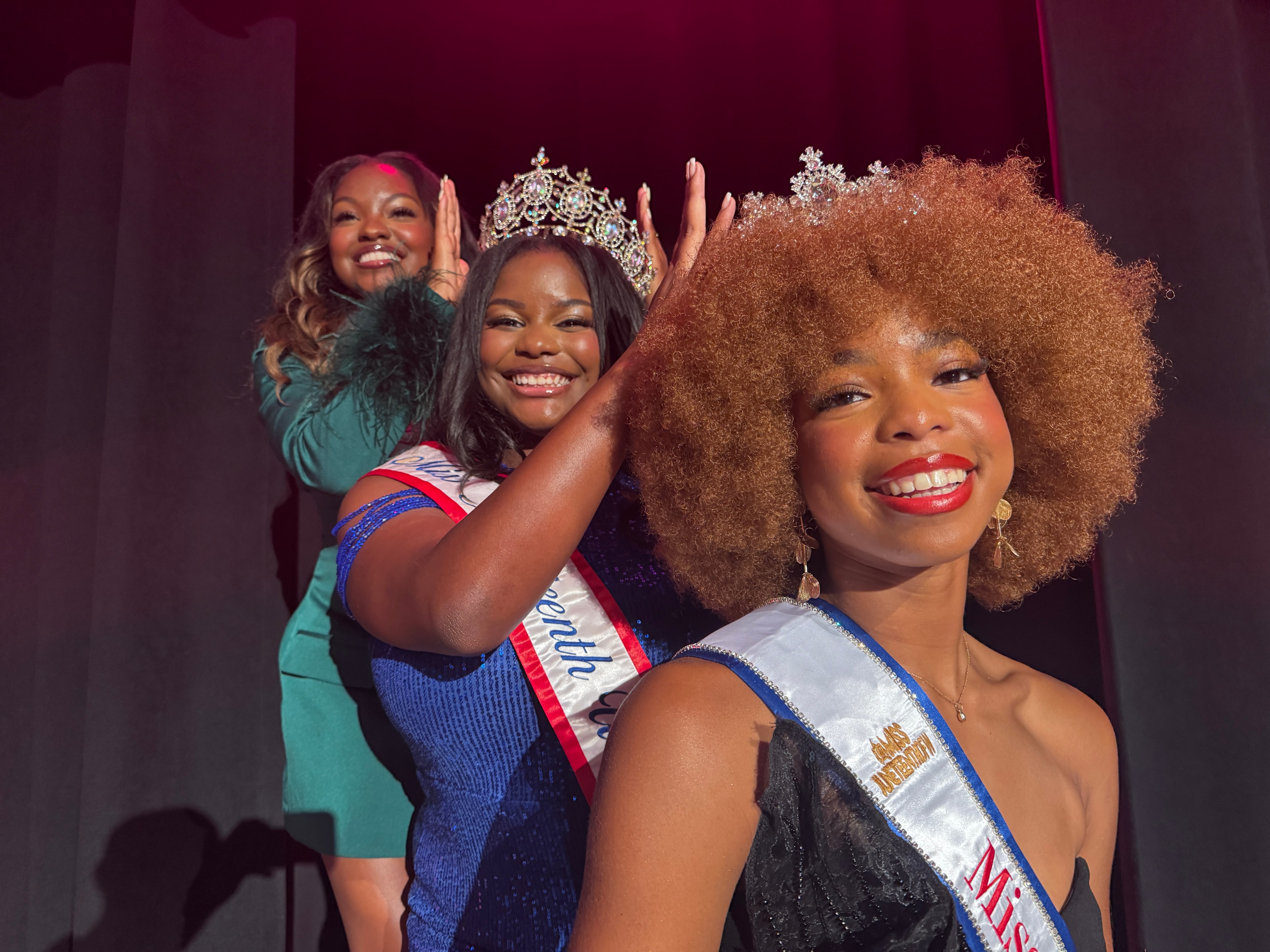Beauty pageant winners celebrating with tiara